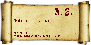 Mehler Ervina névjegykártya